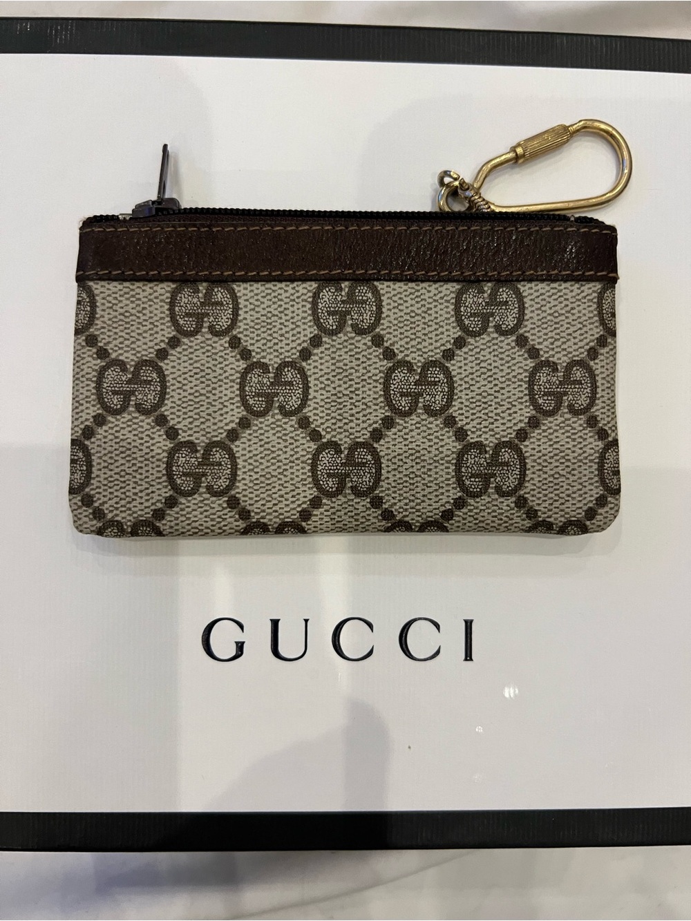 Gucci Beige and Brown GG Canvas Zip Card -key, coin  Pouch